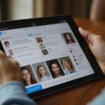 Ein Tablet zeigt eine elegante digitale Plattform für sichere Kommunikation