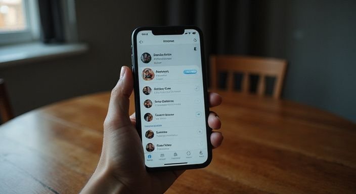 Ein Smartphone zeigt eine erotische Plattform mit benutzerfreundlicher Schnittstelle.