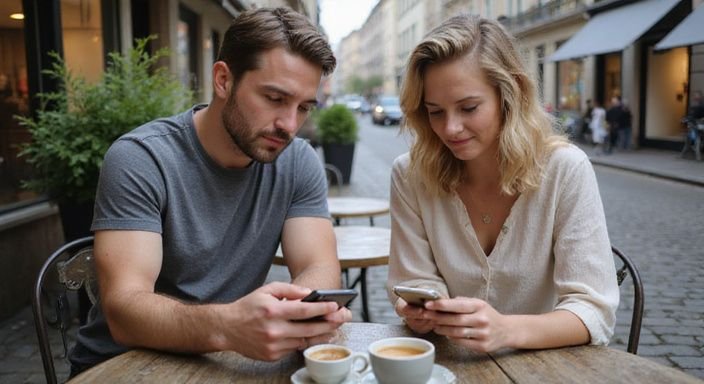 Ein Paar diskutiert ernsthaft über persönliche Grenzen bei Kaffee.