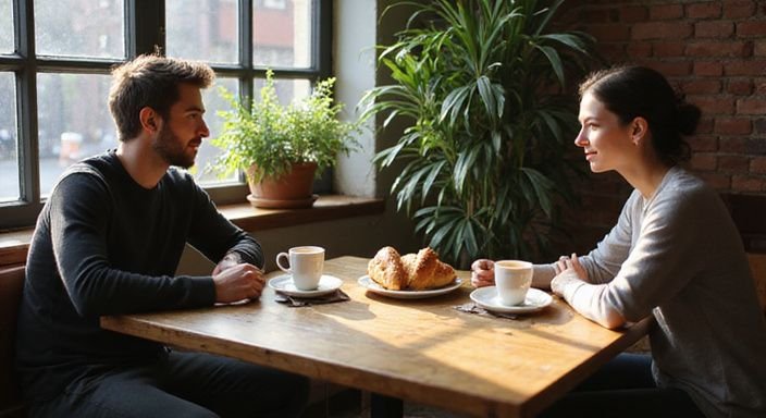 Ein gemütliches Café in Bremen mit Kaffee und Croissants. Ein gemütliches Café in Bremen mit Kaffee und Croissants.